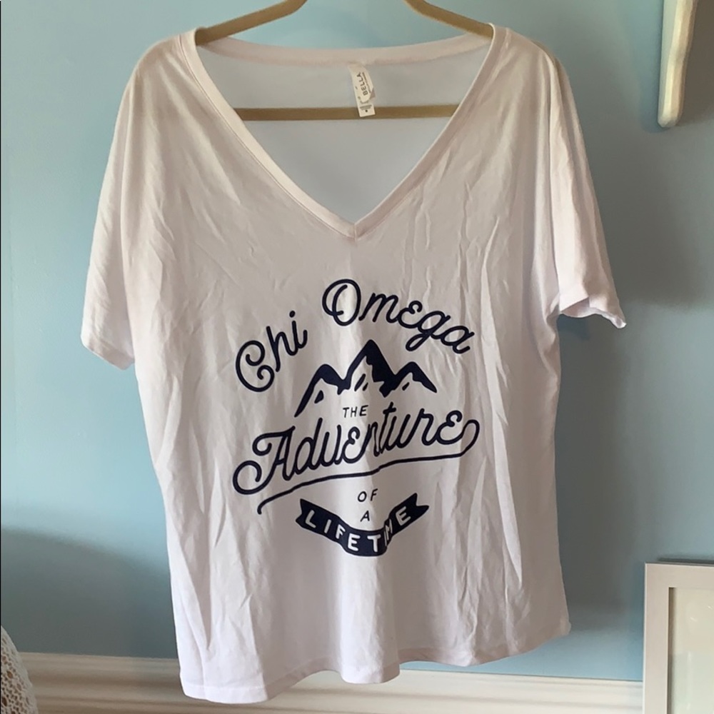 Chi omega adventure Tshirt VNeck big little gift M
